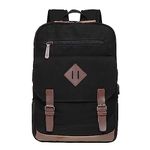 KAUKKO Canvas Leisure Backpack for Women and Men, Black Kf19