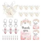 60Pcs Baptism Party Favors for Guest Include Angel Keychain Favors Baptism Favor Boxes Thank You Angel Cards Butterfly Box Gift Suitable for Guests Baby Wedding Thank You Tags Bridal Shower Favors