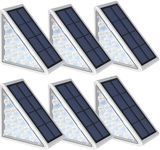 LED Solar Step Lights Waterproof Outdoor Stair Lights, Solar Deck Lights Outdoor Decor IP67 Solar Decoration Lights for Yard, Patio, Garden, Walkways, Front Door, Pathway, Driveway, Porch 6 Pack