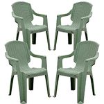 SkyGlamour Supreme Mark Designer Armrest Relax Plastic Chair for Home | Garden | Balcony | Indoor&Outdoor Use | Supreme Plastic Chair Set of 4 |Color: Frosty Green; Set of 4 Chairs