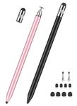 Mixoo Stylus Pen for iPad, 3 in 1 High Sensitivity Touch Screen Pen, Universal Capacitive Pencil for iPad iPhone Samsung Galaxy Xiaomi Surface Google etc. (Black+Rose Gold)