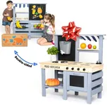 GROWGO 2 in 1 Mud Kitchen for Kids Outdoor and Grocery Store Pretend Play Outdoor Kitchen for Kids, Lemonade Stand, Outdoor Play Kitchen, Outdoor Kids Kitchen Set, Kids Grocery Store Playset Market