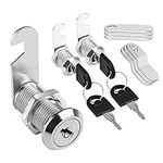 Cam Locks, 1-1/8 Inch Cabinet Lock Set for Storage Door, Drawers, Mailbox, Tool Box, Replacement Lock Hardware, 3 Pack Zinc Alloy Drawer Locks (Each Contains 3 Types of Cams)