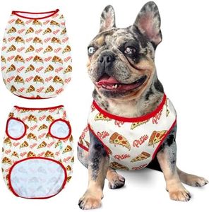 Fabulous Fido Pizza & Donut Edition Dog Shirt - Breathable Cooling Fabric Tee for Dog & French Bulldogs - Comfortable Pet Apparel for Spring & Summer Seasons - Small Pizza Pattern Design