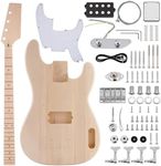 ZEFF DIY Electric Bass Guitar Kits, Basswood Body, Maple Neck and Fingerboard, Right, H Pickups, All Accessories Included