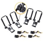 AA-Racks 2 Pair J-Bar Rack Roof Top Mount with 16 Ft Ratchet Lashing Straps, Folding Carrier for Your Canoe, SUP and Kayaks on SUV Car Truck