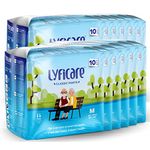 Lyficare Classic Adult Diaper Medium Size (M) - 120 Units (Pack of 12) | Unisex Diapers Pants Style | Waist (60-85 cm) | Wetness Indicator, Super absorb, 360° Protection & 0% Leakage- For Men & Women