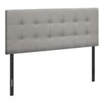 Monarch Specialties I 6003F Bed, Headboard Only, Full Size, Bedroom, Upholstered, Linen Look, Grey, Transitional