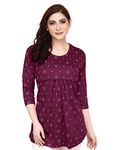 TIGYWIGY Women's Cotton Printed Feeding/Nursing/Maternity Regular Fit Top (Wine3, Medium)