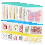 20 Pack Reusable Freezer Bags,Reusable Sandwich Lunch Bags,Food Grade Leakproof Bags,Sealed Silicone Freezer Bags, Food Storage Bags for Marinate Meats Fruits Veggies Make-Up Toiletries