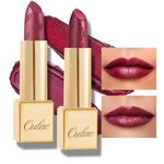 Oulac Metallic Purple Lipstick Set - 2PCS Vegan Lightweight Hydrating Formula with High Impact Lip Color for Full Coverage Lip Makeup, 03+14