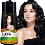 Herbishh Hair Color Shampoo for Gray Hair – Enriched Color Shampoo Hair Dye Formula – Hair Dye Shampoo and Conditioner – Long Lasting & DIY (BLACK)