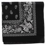 Motique Accessories Extra Large Paisley Bandana 27x27 Inch, Black, Extra Large