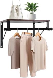 Wall Mounted Closet Organizer with Adjustable Hanging Rod and Storage Shelf, Heavy Duty Closet Shelf with Hanging Rod, Space Saving Wall Hanging Rack for Bedroom, Bathroom, Laundry Room, Kitchen