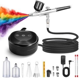 Nlapldy Airbrush Kit with Air Compressor，25-48 PSI High Pressure Air Brush Kit Non-Clogging with 0.2/0.3/0.5mm Nozzle & Cleaning Set for Painting, Modeling, Cake, Beauty Makeup, Nails, Crafts (Black)
