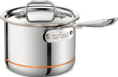 All-Clad 6202SS Euro Copper-Core Saucepan with Lid 15.2 cm, 1.9 L, Suitable for Induction Cookers, Stainless Steel