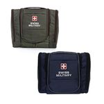 Swiss Military Combo of 2 Toiletry Bag for Men, Women| Makeup Pouch for Travelling, Travel Organizer, Water Resistant, Multiple Compartments with Quick Access Pocket, Durable Zippers,Blue & Green,5L