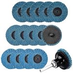 Mesee 15 Pieces Flap Grinding Disc Kit, 50mm/2 Inch Quick Change Roll Lock Flap Sanding Wheels with Disc Pad Holder 40Grit 60Grit 80Grit Grinder Abrasive Discs for Surface Conditioning Rust Removal