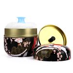 LIONVISON Baby Powder Puff Box: Medicated Talcum Powder Case with Soft Powder Puff - Storage Jar for Coffee Beans Candies Small Items(Black)