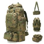 King'sGuard 100L Camping Hiking Backpack Molle Rucksack Military Camping Backpacking Daypack, Ruin Camo, Large, 100l Camping Hiking Backpack