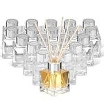 MATANA - Glass Diffuser Empty Clear Bottles with 80 Reed Diffuser Sticks, 50ml - Essential Fragrance Oil Diffusers for Home Bathroom Decorative (20 Pack)