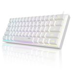 Mini 60% Gaming Keyboard, RGB Backlit 61 Key Ultra-Compact Keyboard, MageGee TS91 Ergonomic Waterproof Mechanical Feeling Office Computer Keyboard for PC, MAC, PS4, Xbox ONE Gamer(White)