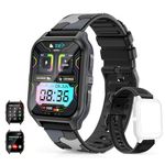 BESRFIT Smart Watch(Answer/Make Call),1.83'' Touch Screen Bluetooth，Smart Watch for Men Women，Waterproof Fitness Tracker with Heart Rate Blood Pressure Sleep Monitor for Android iOS (Double Strap)