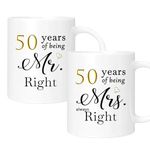 50th Wedding Gifts for Couple, 50th Anniversary Ideal Gifts for Wife Husband Parents Couple Grandparents, 50 Year Anniversary Engagement Gifts for Couple, 50th Anniversary Coffee Mug Set of 2, 11oz