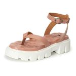 Denill Women Fashion Synthetic Leather Strap Platform Sandals (Peach, 6)