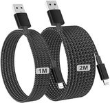 2Pack for iPhone Charger Cable, 1M+2M for Lightning to USB Cable MFi Certified, Fast Charging Braided Lead for iPhone 14/13/12/11/Pro Max/XS/XR/8/7/6/Plus/5 SE, for iPad