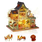 DIY Miniature Dollhouse Kit, Tiny House Model Kit for Adults with Dust Proof Cover, Mini Greenhouse with Music Box & LED Light, Handmade Crafts Home Decor Hobbies Birthday Gifts for Family and Friends