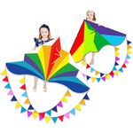 Flying Hoofer Large Rainbow Delta Kites for Kids & Adults,Single Line Beach Kite for Kids Ages 4-8 & 8-12,Easy Fly Kite for Toddlers and Beginners(2 Pack).