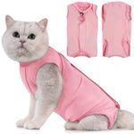 Avont Cat Recovery Suit, Kitten Onesies for After Surgery, Surgical Spay Suit for Female Cats -Pink (S)