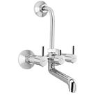 Kamal FLT-3442 Full Brass Wall Mixer with Provision for Overhead Shower | 165 mm Long Bend Pipe | Wall Mount | 3 Year Warranty - Silver