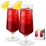 Viski Raye Angled Hurricane Crystal Glasses Set of 2, Lead-Free Premium Crystal Clear Glass, Cocktail Glasses, Stemmed Cocktail Glass Gift Set, 14 oz, 6449