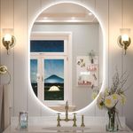 Keonjinn 24 x 36 Inch Oval LED Bathroom Mirror Backlit 6000K LED Lighted Makeup Mirror with Lights Dimmable Defogging Wall Mounted Vanity Mirror