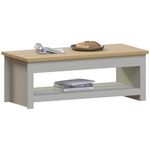 Vida Designs Arlington Coffee Table 1 Shelf Storage MDF Living Room Modern Furniture (Grey)