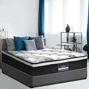 Giselle Bedding Queen Mattress Bed Mattresses Innerspring Foam 32cm Thickness, with 5-Zone Pocket Spring System and Breathable Euro Top, 5Yrs Warranty, Medium Firm, White + Greywith Vacuum Packed