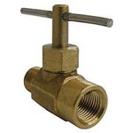 LASCO 17-1901 1/8-Inch Female Pipe Thread by 1/8-Inch Male Pipe Thread Straight Brass Needle Valve, Gold