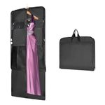 Univivi 60" Foldable Garment Bags for Travel, Lightweight Business Hanging Long Dress Bag with Handles,Portable Suits Cover with Clear Window and Mesh Shoe Pockets