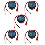 GTIWUNG 5Pcs 4V-100V DC Car LED Digital Voltmeter Display, Round 2 Wire Voltmeter Voltage Monitor Gauge Display for Motorcycle Boat Truck Camper Caravan ATV UTV Marine(Blue)