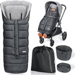 Orzbow Universal Stroller Bunting Bag with Extra Footmuff for Toddler, Kids, Warm Waterproof Stroller Blanket, Winter Cover, Baby Bunting Bag - Protect Babies from Cold Winds, Dark Grey