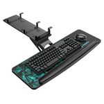 EUREKA ERGONOMIC Computer Keyboard Tray, Height Adjustable Large Black Slide Out Swivel Tilt Under Desk Keyboard Drawer, Ergonomic Keyboard Tray and Mouse Platform with Mouse Pad, Easy to Assemble