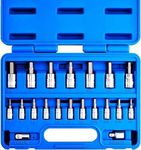 NEIKO 01150A SAE and Metric Hex Bit Socket Set | 20 Pieces | SAE 1/8” – 3/8” | Metric 3mm – 10mm | Two Socket Adapters 1/4" and 3/8” Drive| Industrial S2 Steel Bits | Heavy Duty Cr-V Sockets