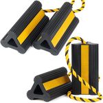 OULEME Heavy Duty Rubber Wheel Chocks, 2 Pair, 8.3" L x 4.4" W x 4" H, Non-Slip Tire Stopper Blocks with Rope, for RV Camper Travel Trailers Motorhome Aircraft Car Truck