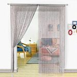 HSYLYM String Curtains Beaded Door Curtain Spaghetti Dense Bead Curtains for Doorways,Grey,90x200cm