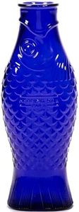 Glass Water Pitcher | Fish & Fish glassware by Paola Navone | Wine Carafe Decanter 28.74 fl oz | Clear Dark Blue Bottle Container, hot or cold Drinks | Fridge Beverage Dispenser, Suitable as Vase