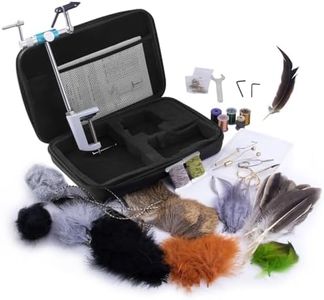 Dr.Fish Complete Fly Tying Kit, Fly Tying Vise, Fly Tying Materials & Tools, Aluminum Rotary Fly Tying Vise Hackle Bobbin Scissors Plies Feather Hareline Fly Hooks Beginner Kit