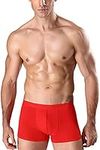 HOEREV Men's Bamboo Fibre Boxer Shorts Trunks Underwear, Pack of 4, 4 Red, M