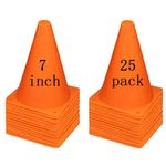 YOQXHY Soccer Cones 7 Inch (25 PCS) Agility Training Sports Cone Plastic with Carry Bag for Kids Football Basketball Drills Field Markers, (Orange)